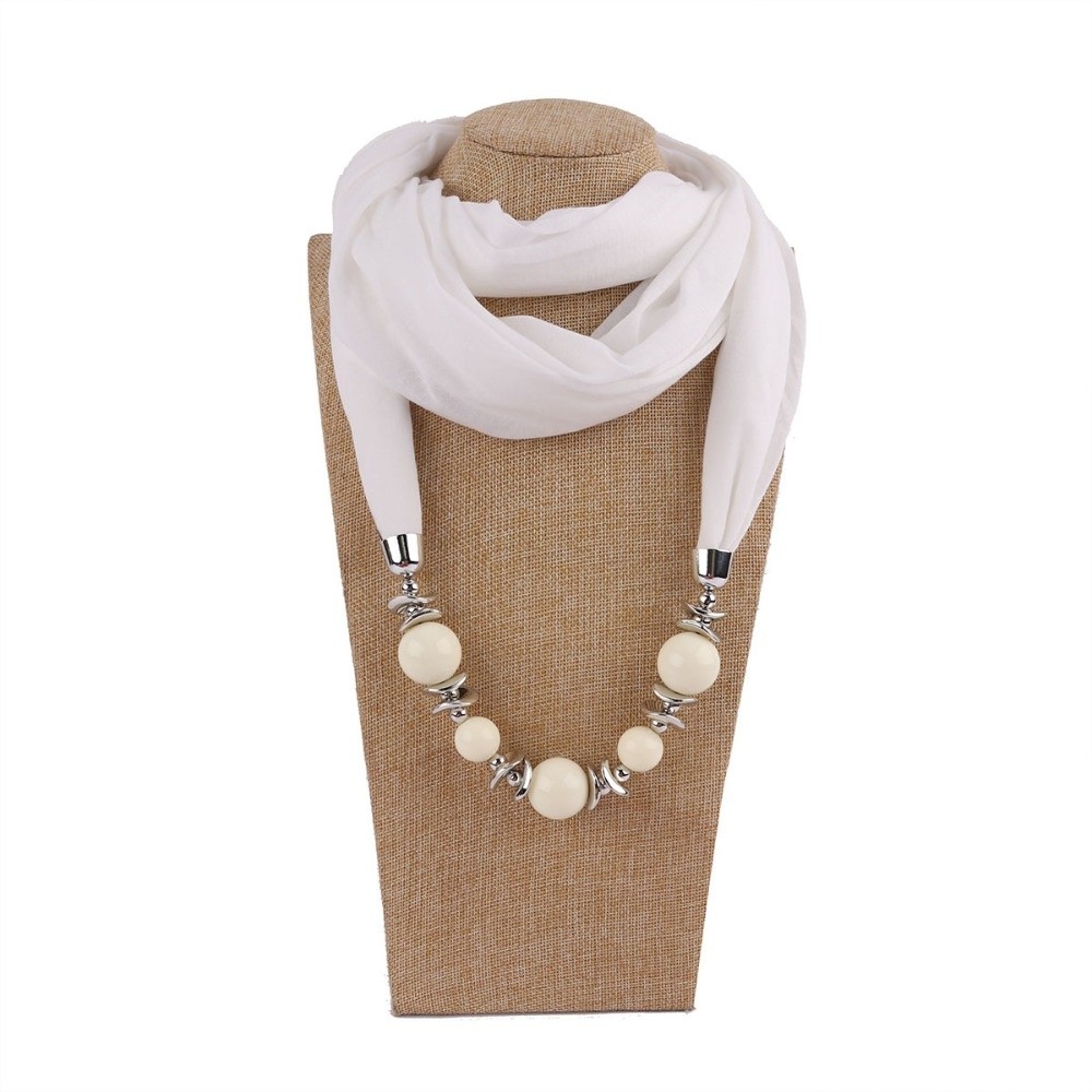 Infinity Scarf Knit - 새로운 쉬폰 스카프 목걸이 비즈 장식