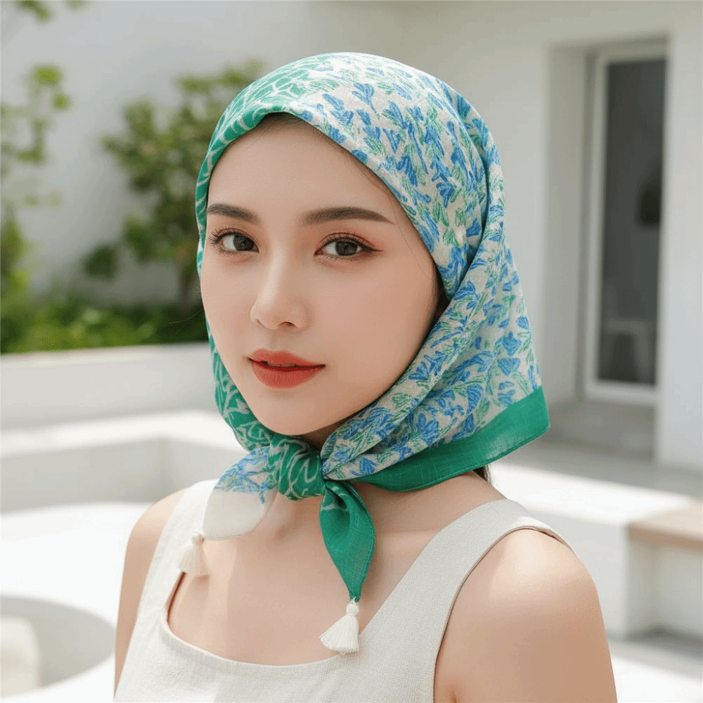 Bandana Cotton - 넥 랩 코튼-린넨 스퀘어 스카프 60x60cm