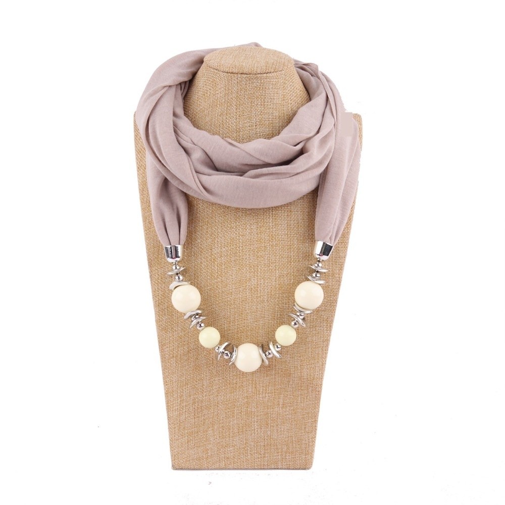 Infinity Scarf Knit - 새로운 쉬폰 스카프 목걸이 비즈 장식