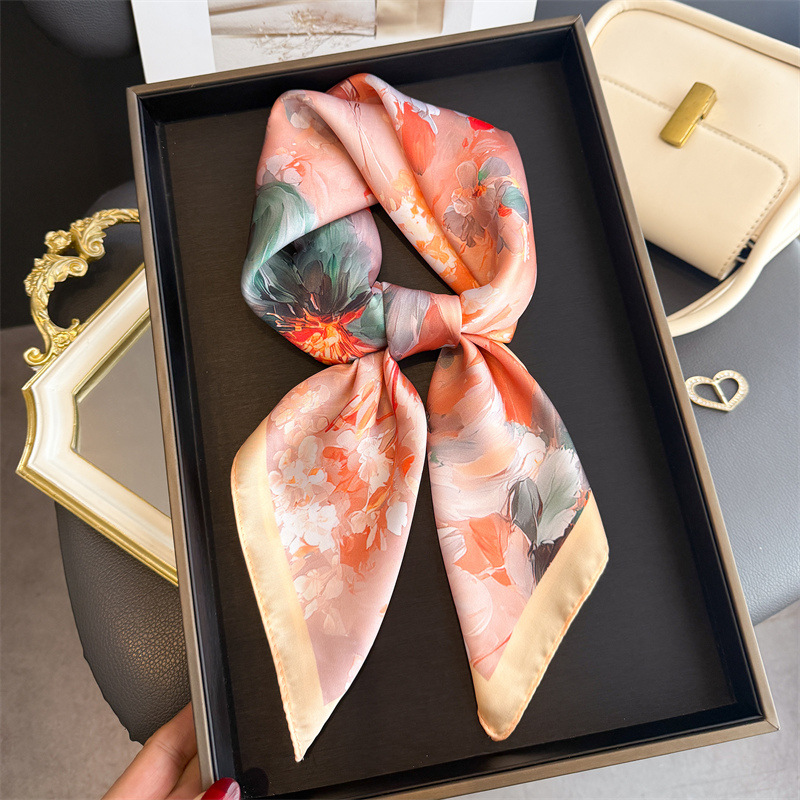 2026년 신상 플로럴 프린트 실크 스카프 여성용 헤드 - Ascot Neck Scarf 리뷰 및 가격