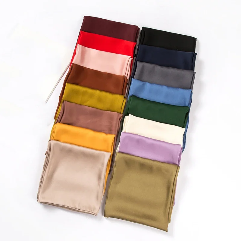 새틴 스카프 여성용 70cm 단색 부드러운 표면 헤드  - Ascot Neck Scarf 리뷰 및 가격