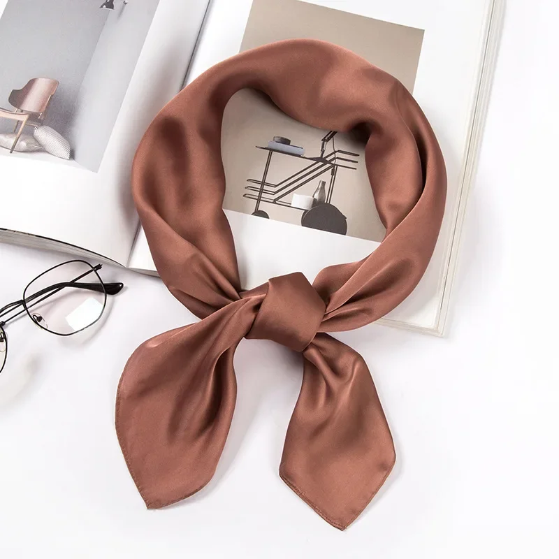 새틴 스카프 여성용 70cm 단색 부드러운 표면 헤드  - Ascot Neck Scarf 리뷰 및 가격