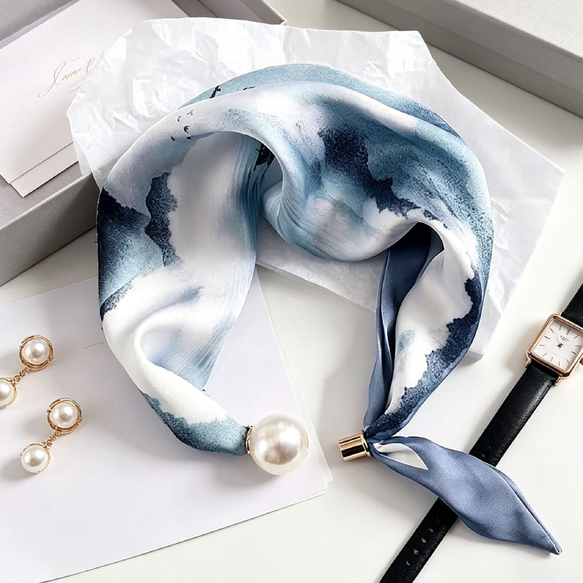 럭셔리 나이트 펄 마그네틱 스카프 여성 여름 다용도 통 - Ascot Neck Scarf 리뷰 및 가격