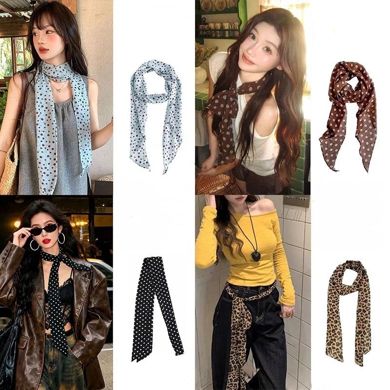 폴카 도트 꽃무늬 프린트 실크 스카프 얇은 넥 스카프  - Ascot Neck Scarf 리뷰 및 가격
