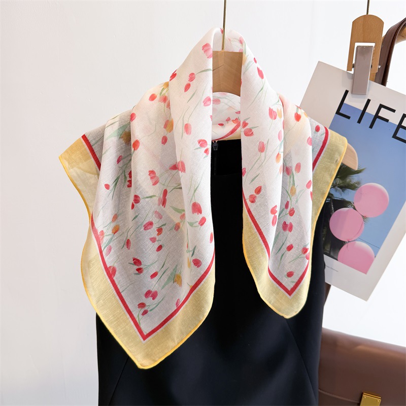 50cm 면 린넨 스퀘어 스카프 - 여성용 달콤하고 귀 - Bandana Cotton 리뷰 및 가격