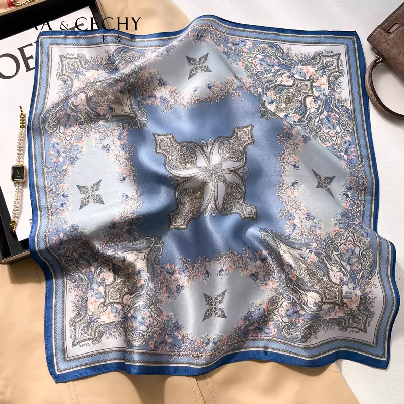 바로크 꽃무늬 100% 멀베리 실크 스퀘어 스카프 50 - Ascot Neck Scarf 리뷰 및 가격
